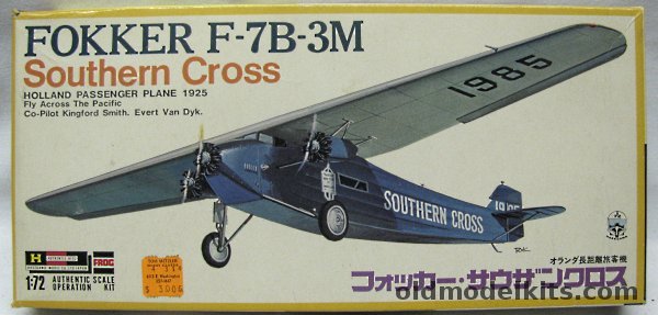 Hasegawa-Frog 1/72 Fokker F-7B-3M 'Southern Cross' (Frog Molds), JS-034-350 plastic model kit